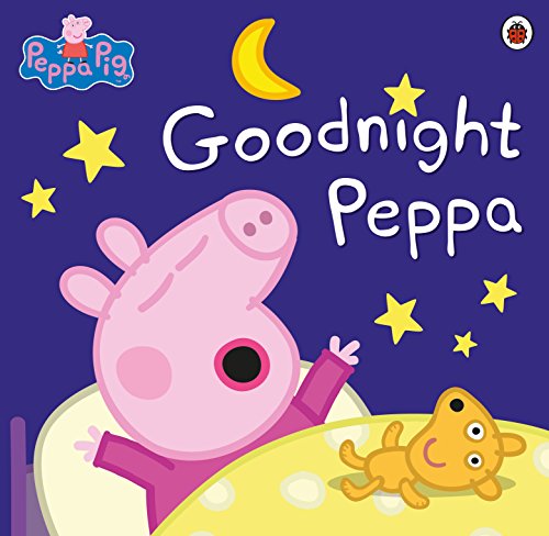 The image depicts a children's book cover featuring Peppa Pig in bed with her teddy.