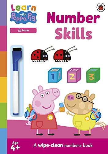 Peppa Pig learning book with numbers, a marker, and building blocks.