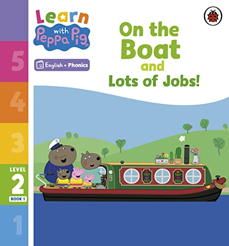 Peppa Pig book cover featuring characters on a colorful canal boat.