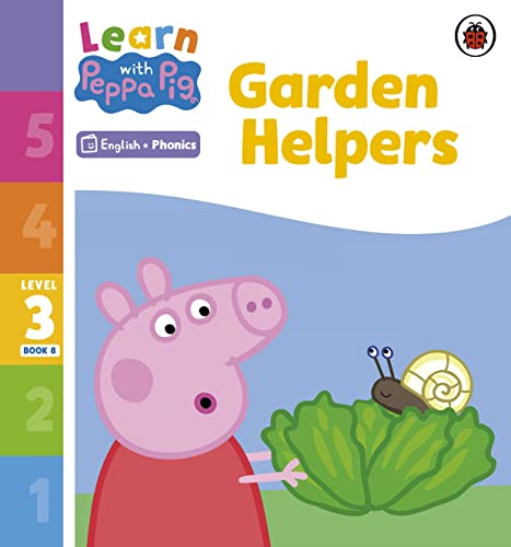 Peppa Pig book cover featuring Peppa, a snail, and green leaves.