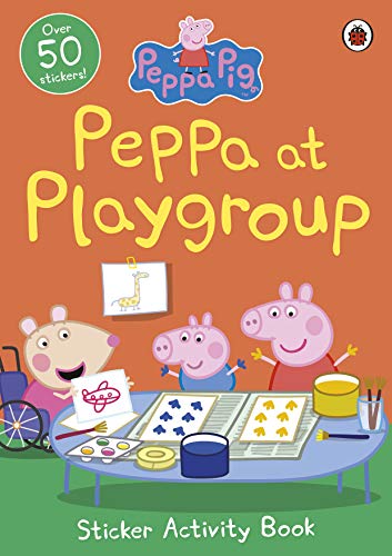 Peppa Pig sticker activity book cover with characters at a table.