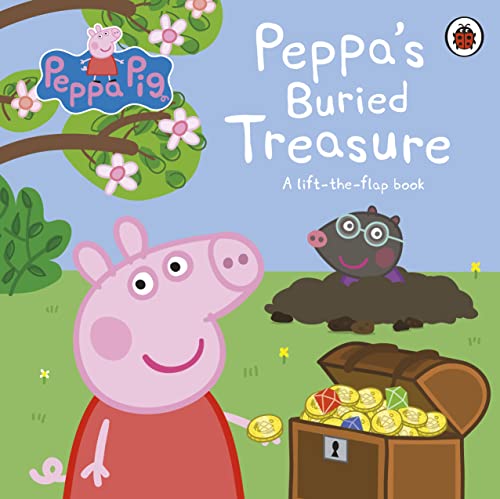 Peppa Pig book cover with Peppa, treasure, and a mole.
