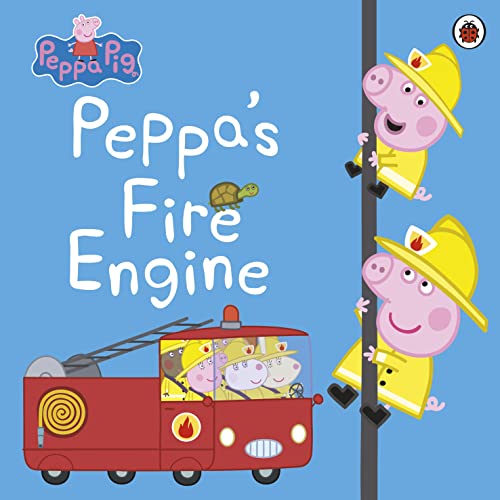 Book cover: Peppa Pig and friends dressed as firefighters with a fire engine.