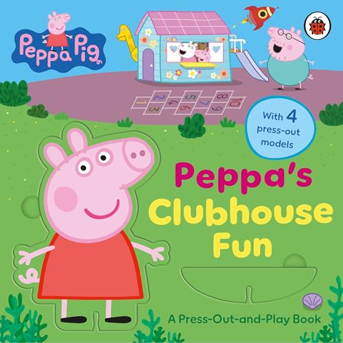 Peppa Pig book cover with clubhouse, slide, and press-out characters.