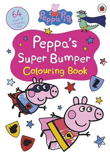 Peppa Pig colouring book cover with Peppa and George as superheroes.