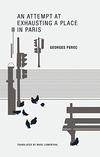 Book cover showing silhouettes of traffic lights, a bench, and pigeons on a grey background.