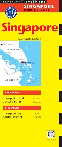 Folded Singapore travel map, fourteenth edition, showing island and city details.