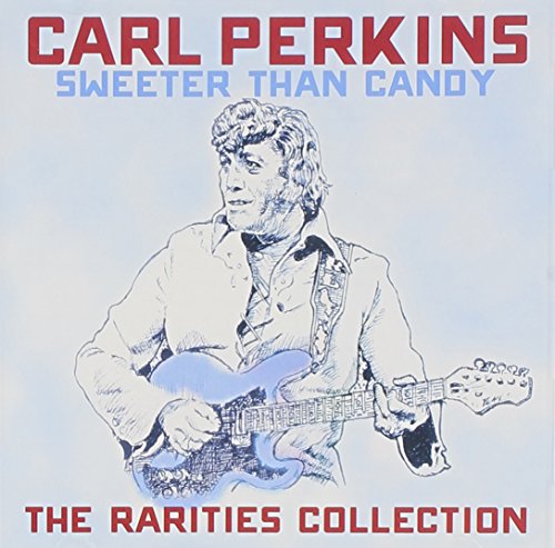 Carl Perkins portrait with guitar on album cover, "Sweeter Than Candy.