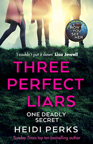 Book cover: three figures on a hill, title "Three Perfect Liars".