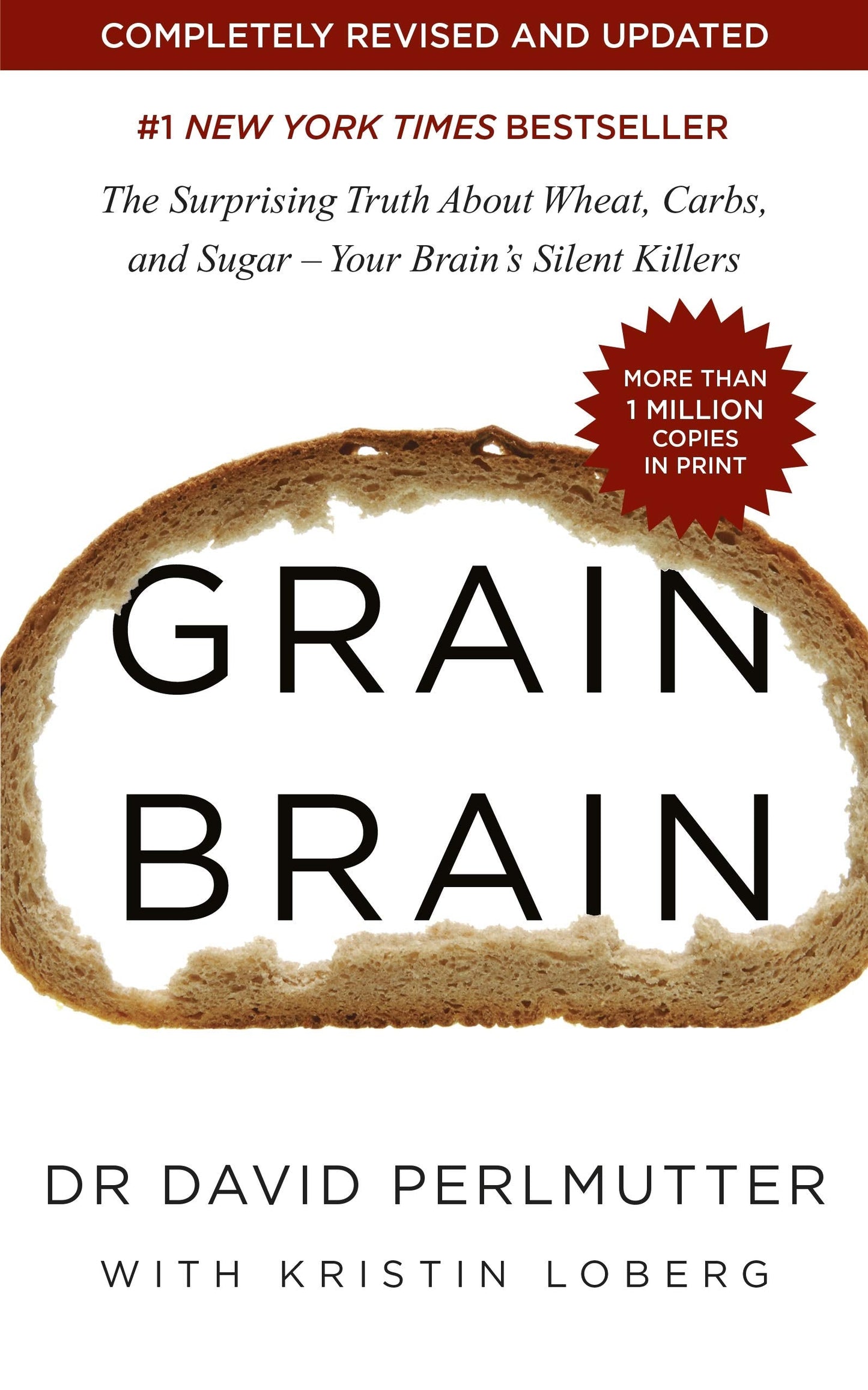 Book cover of Grain Brain with a slice of bread framing the title text.