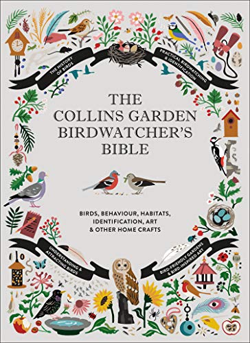 Book cover with illustrated garden birds, flowers, and birdhouse details.