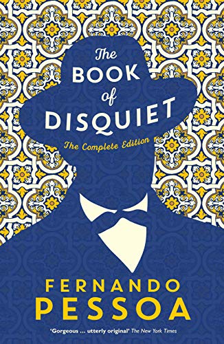 Book cover featuring a blue silhouette of a man in a hat against patterned tiles.