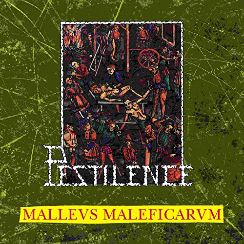 CD cover: dark medieval scene with figures, text “Pestilence” and “Malleus Maleficarum”.