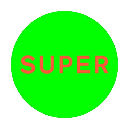 Bright green circle with the red word "SUPER" centered on it.