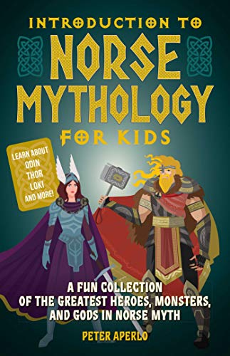 Book cover featuring illustrated Norse gods Thor and a Valkyrie.
