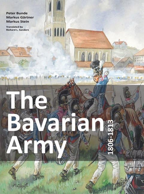 Book cover depicting Bavarian cavalry and a town scene, 1806-1813.