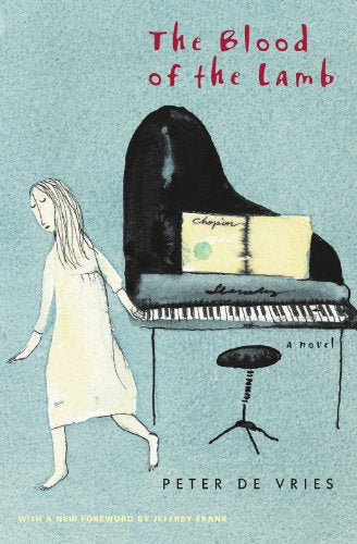 Book cover: girl with piano, watercolor style, blue background.