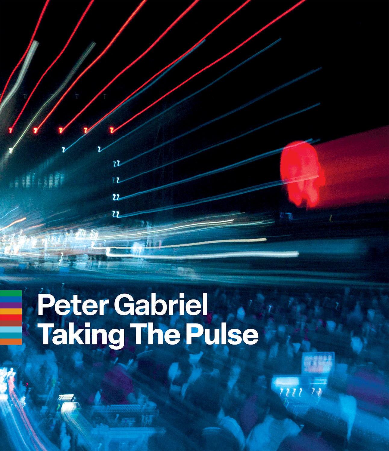 Peter Gabriel "Taking The Pulse" Blu-ray cover with red laser beams and crowd.