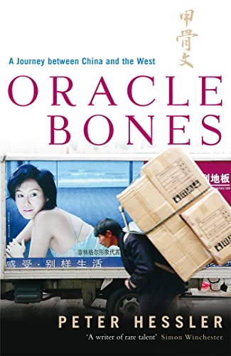 Book cover for "Oracle Bones" featuring a woman and workers in China.