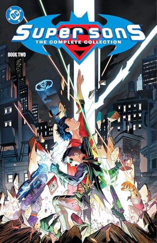 Super Sons comic book cover featuring Superboy and Robin in a city battle scene.