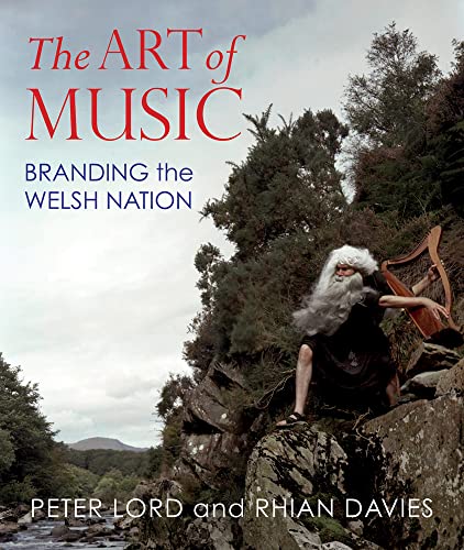 Book cover: man with harp on rocky Welsh hillside.