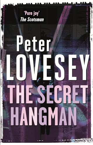 Book cover: “The Secret Hangman” by Peter Lovesey, with blurred imagery.