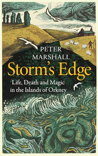 Book cover: illustrated Orkney landscape with waves, birds, and text.