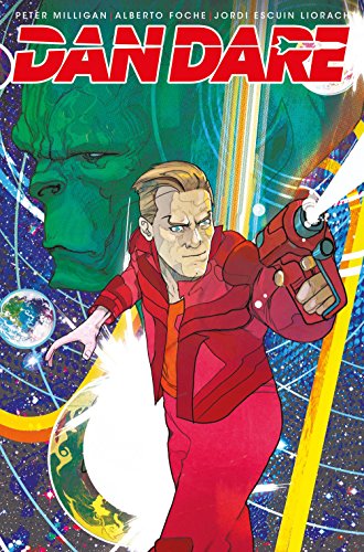 Comic book cover featuring a red-suited hero and a green alien face.