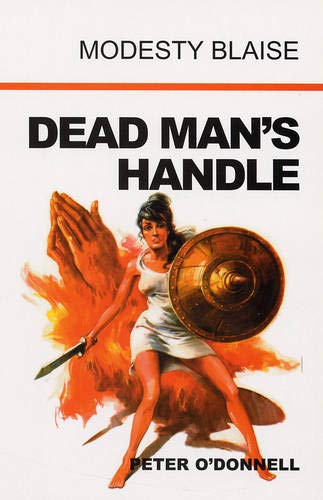 Book cover: woman with sword and shield against fiery background.