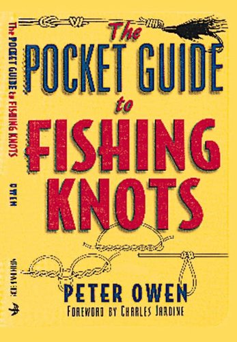 Yellow book cover titled The Pocket Guide to Fishing Knots with line-art knot illustrations.