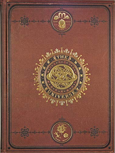 Red journal cover with gold celestial design and the title "The Universe".
