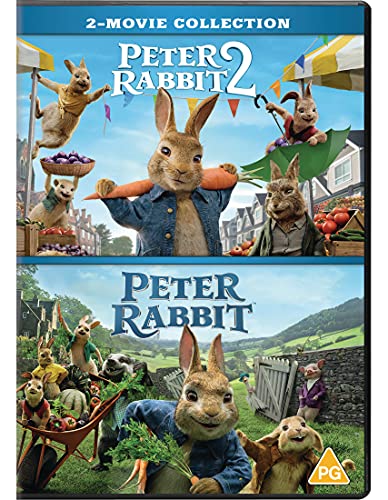 DVD cover for "Peter Rabbit 1 & 2" featuring animated rabbits.
