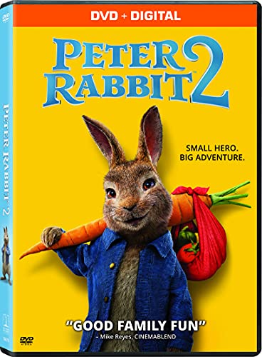 “Peter Rabbit 2” DVD cover featuring Peter Rabbit with a carrot.