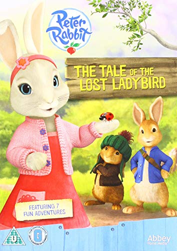 DVD cover featuring Peter Rabbit characters with a ladybird in a garden setting.