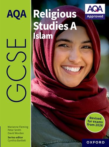 Textbook cover for AQA GCSE Religious Studies A Islam featuring a smiling woman in hijab.