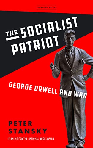 Book cover: portrait of George Orwell, red and black geometric design.
