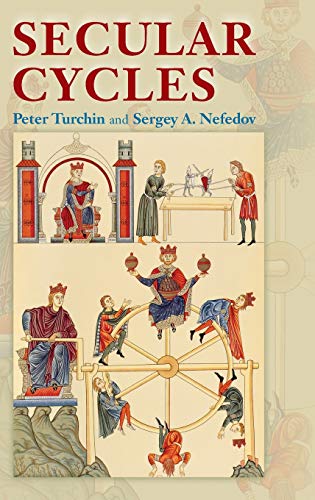 Book cover titled Secular Cycles featuring medieval illustrations of a king and a wheel.