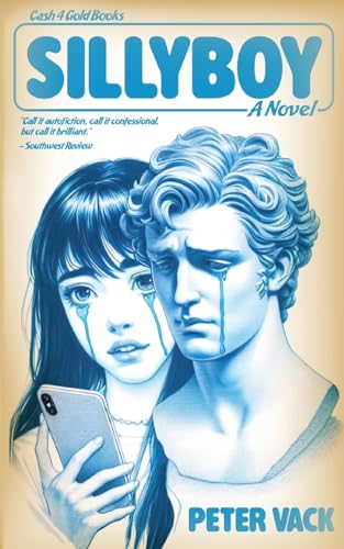 Book cover: "Sillyboy" depicting a crying woman and statue with a phone.