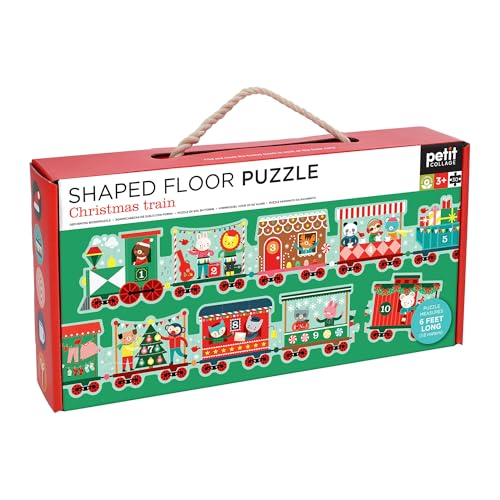 Red puzzle box depicting a colorful Christmas train with animal characters.