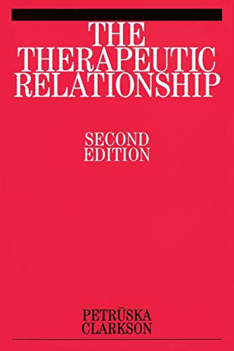 Red book cover with white text: "The Therapeutic Relationship," second edition.