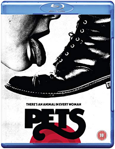 Blu-ray cover art showing a person licking a black boot, titled Pets.