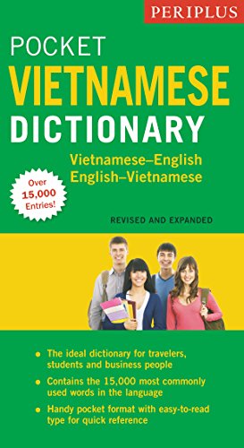 Green cover of a Vietnamese-English pocket dictionary with students pictured.