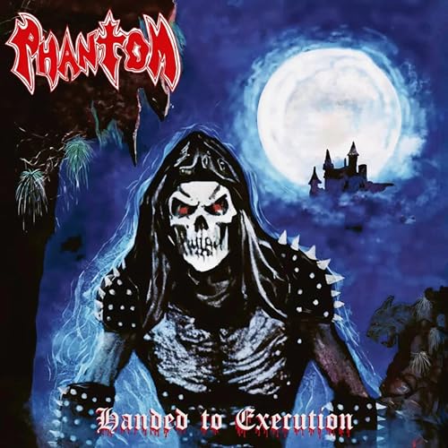 CD cover: skeletal figure in hood before a castle under a full moon.