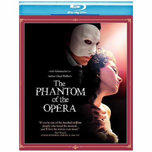 Blu-ray cover for "The Phantom of the Opera" featuring the masked Phantom and Christine.