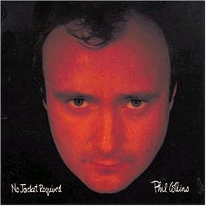 CD cover: close-up portrait of Phil Collins in red tones.