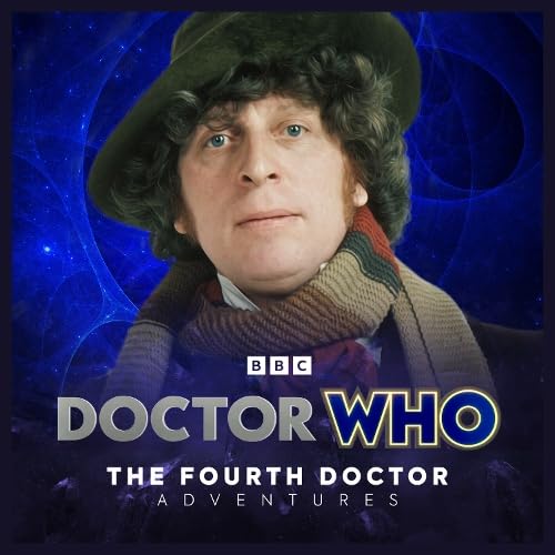 The Fourth Doctor, Tom Baker, with the Doctor Who logo on blue background.