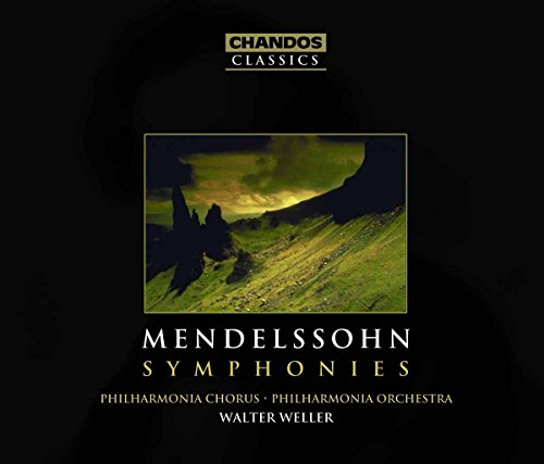 CD cover: landscape painting with "Mendelssohn Symphonies" text and orchestra details.