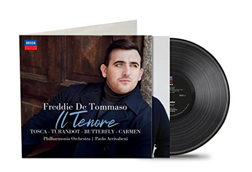 Vinyl record of Freddie De Tommaso’s “Il Tenore” album with portrait cover.