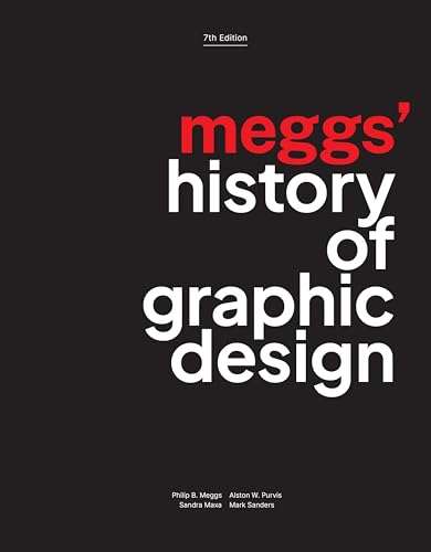 Black book cover with white and red stacked text: "Meggs' History of Graphic Design".