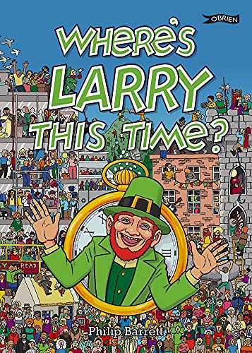Book cover with a crowded, colorful scene and a large leprechaun.